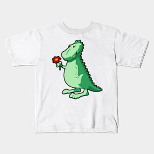 Green dragon with flower Kids T-Shirt